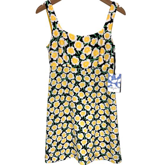 NWT Diane Von Furstenberg for Target 90s Yellow Poppy Floral Mini Dress Size 2 - Picture 2 of 13